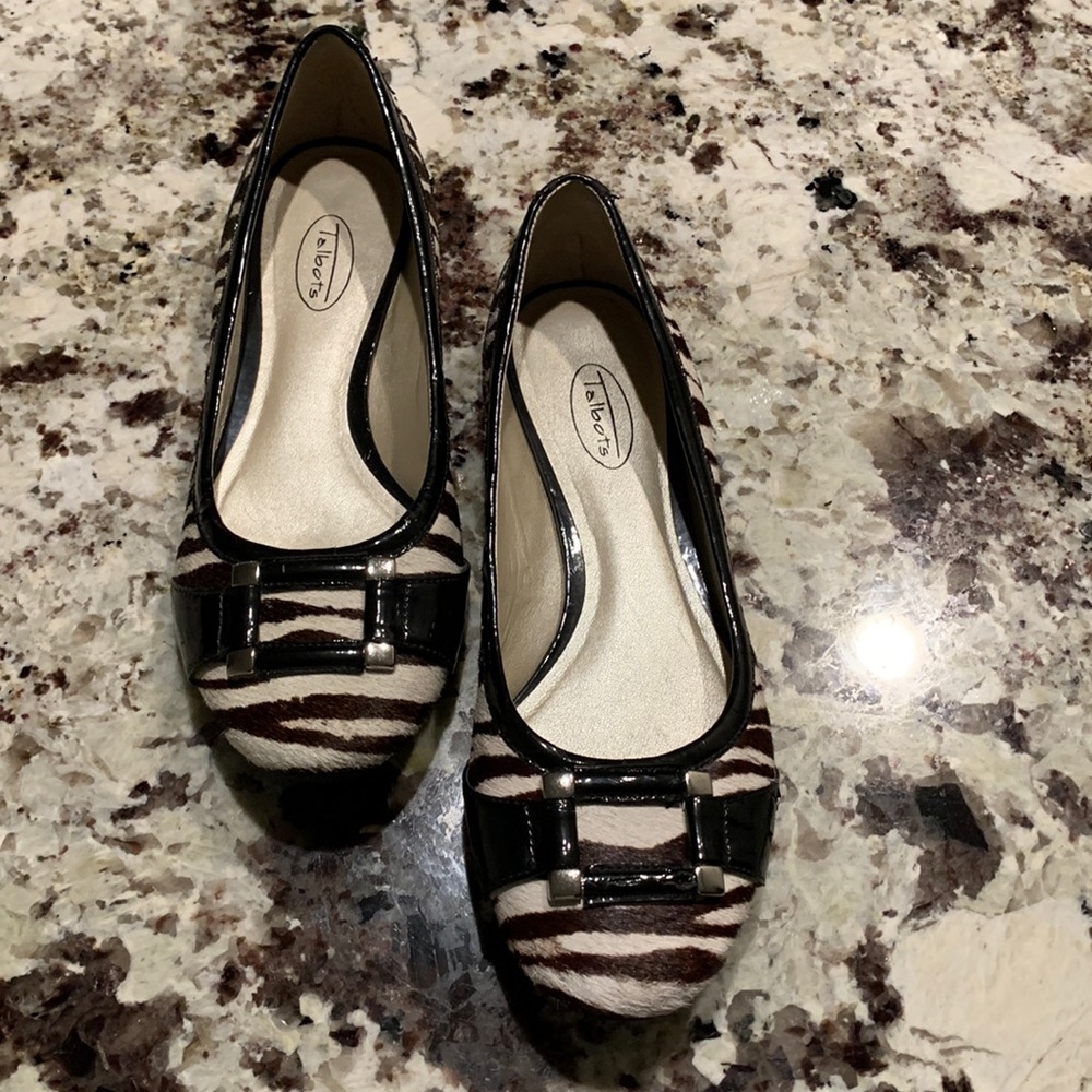 Talbots 8 1/2 B Hair on Hide Zebra Print  Flats!